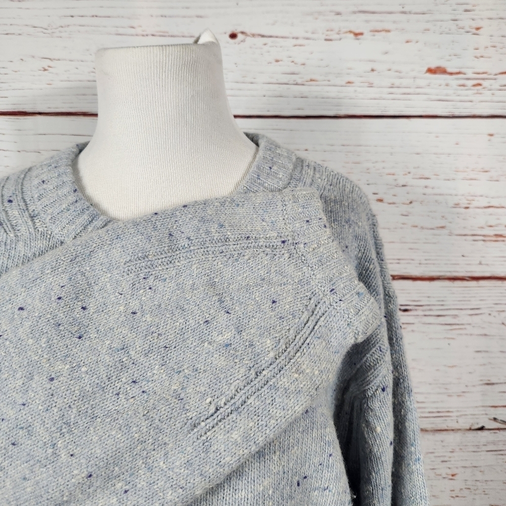 CLUB MONACO Light Blue Speckled Wool Blend Crew Neck Sweater Large - Picture 9 of 11